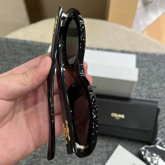 Celine Triomphe Oval Black Sunglasses - Picture 3 of 6